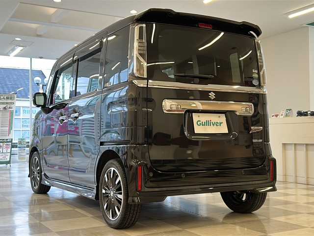 スズキ スペーシア カスタム HYBRID XS ターボ 岐阜県 2018(平30)年 5.6万km ブルーイッシュブラックパール3 全方位カメラ/SDナビ/フルセグテレビ/Bluetooth/USB/iPod/CD/DVD/D席シートヒーター/助手席シートアンダーボックス/ハーフレザーシート/ヘッドアップディスプレイ/クルーズコントロール/パドルシフト/ETC/前ドライブレコーダー/後コーナーセンサー/オートマチックハイビーム/オートライト/両側パワースライドドア/スペアキー(スマートキー)/純正フロアマット/純正アルミホイール/オートリトラ/パーキングアシスト/アイドリングストップ/アンチブレーキシステム/横滑り防止装置/レーンキープアシスト