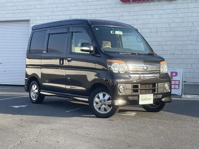 ダイハツ アトレー ワゴン カスタム ターボ RS リミテッド 長野県 2011(平23)年 11.5万km ブラックマイカメタリック ４WD/IC付ターボ/社外ナビ/HDD/DVD/ワンセグTV/前後ドライブレコーダー/片側パワースライドドア/保証書/取扱説明書/スペアキー