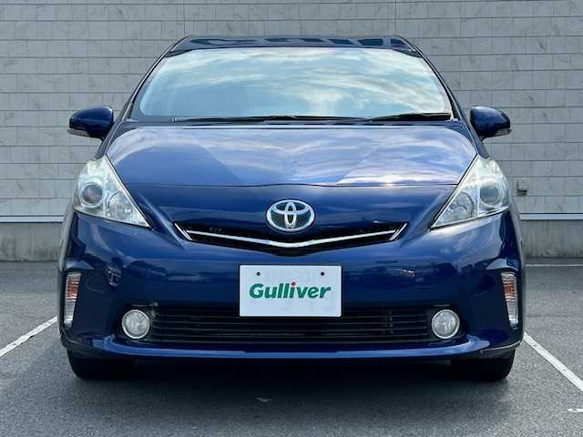 トヨタ プリウス α S 静岡県 2013(平25)年 11.9万km ダークブルーマイカ ワンオーナー/社外メモリナビ/(AM/FM/BT/iPod/DVD)/フルセグTV/ビルトインETC/プッシュスタート/スマートキー/スペアキー×1/純正16インチアルミホイール/純正フロアマット/オートエアコン/LEDヘッドライト/取扱説明書/保証書