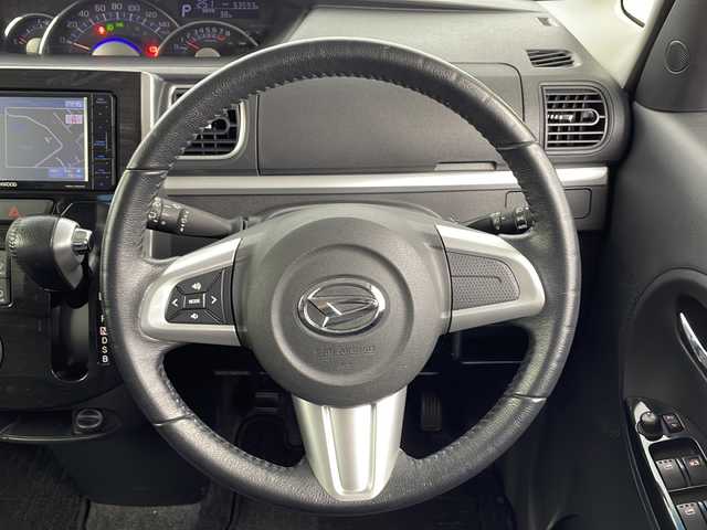 ダイハツ タント カスタム RS トップED SAⅡ 愛知県 2016(平28)年 5.4万km パールホワイトⅢ KENWOODナビ（MPV-L503W)/・BT/iPod/USB/フルセグTV/AM/FM/CD/DVD//バックモニター/両側パワースライドドア/ハーフレザーシート/スマートアシストII/クリアランスソナー/LEDオートヘッドライト/純正フォグランプ/後席ロールサンシェード/衝突被害軽減システム/誤発進抑制制御機能/衝突警報機能/車線逸脱警報機能/電動格納ウィンカーミラー/プッシュスタート/純正ドアバイザー/純正アルミホイール/ISOFIX/運転席助手席サイドエアバッグ/スペアキー
