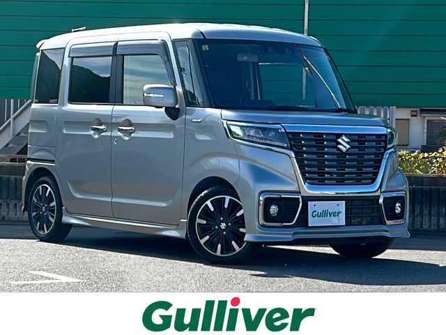 スズキ スペーシア カスタム HYBRID XS 茨城県 2020(令2)年 5.2万km スチールシルバーM 純正9インチSDナビ/エマージェンシーブレーキ/フルセグTV/両側パワースライドドア/シートヒーター/ハーフレザーシート/純正15インチアルミホイール/純正フロアマット/全方位カメラ/バックカメラ/サイドカメラ/LEDヘッドライト/オートライト/スマートキー