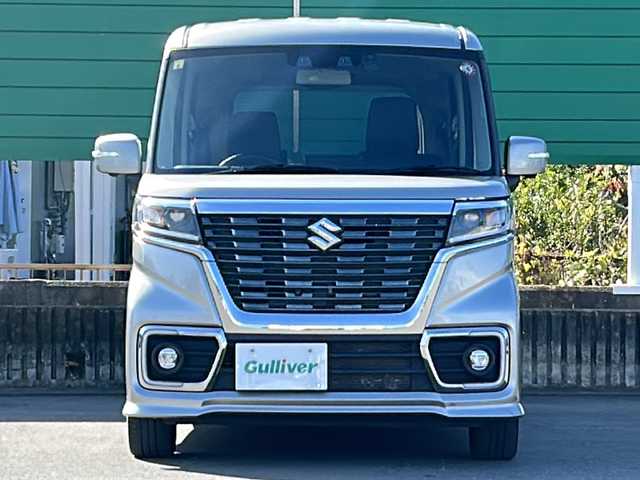 スズキ スペーシア カスタム HYBRID XS 茨城県 2020(令2)年 5.2万km スチールシルバーM 純正9インチSDナビ/エマージェンシーブレーキ/フルセグTV/両側パワースライドドア/シートヒーター/ハーフレザーシート/純正15インチアルミホイール/純正フロアマット/全方位カメラ/バックカメラ/サイドカメラ/LEDヘッドライト/オートライト/スマートキー