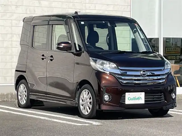 日産 デイズ ルークス ハイウェイスターX 宮崎県 2015(平27)年 9.3万km モカブラウンP 純正フルセグナビ/（MP-314D-W) （BT）（DVD再生）（CD再生）/アイドリングストップ/プッシュスタート/パーキングアシスト/パワーウィンドウ/パワーステアリング/純正フロアマット/純正LEDヘッドライト/コーナーセンサー/片側パワースライドドア/スマートキー/エアバックW/衝突被害軽減システム/盗難防止装置/横滑り防止装置/ABS/AAC/ETC