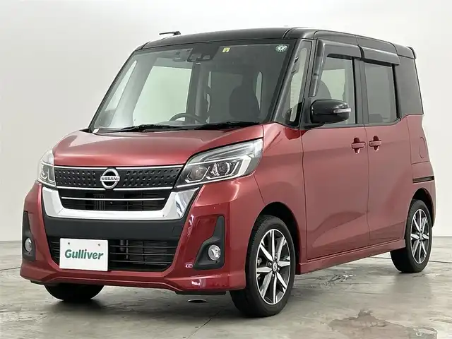 日産 デイズ ルークス ハイウェイスター Gターボ 福岡県 2018(平30)年 1.7万km スパークリングレッド/ブラック 純正ナビ（ＢＴ，フルセグＴＶ）　/全方位カメラ　/ＥＴＣ　/前方ドラレコ　/クルーズコントロール　/コーナーセンサー　/エマージェンシーブレーキ　/両側電動スライドドア　/ナノイー　/純正１５インチＡＷ　/ＬＥＤライト