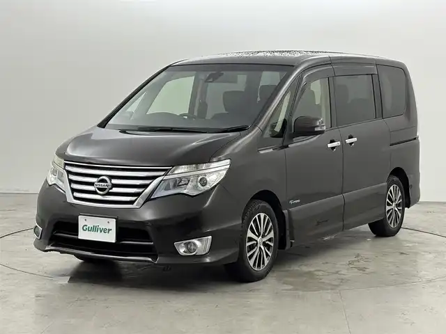 日産 セレナ ハイウェイスター Sハイブリッド 福岡県 2014(平26)年 7.9万km タイガーアイブラウン フリップダウンモニター　/純正８型ナビ／フルセグＴＶ　/バックカメラ　/ＥＴＣ　/前後ドラレコ/クルーズコントロール　/レーンキープ　/アイドリングストップ　/両側電動スライドドア　/Ｗエアコン　/純正１６インチＡＷ