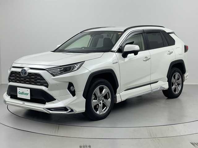 トヨタ ＲＡＶ４ ハイブリットG 福島県 2019(令1)年 4.5万km ホワイトパールクリスタルシャイン /禁煙車//モデリスタエアロ//デジタルインナーミラー//ＢＳＭ//パワーバックドア//純正ナビ/CD・DVD・BT・MSV・フルセグTV//ステアリングヒーター//レザーシート/D席パワーシート・シートヒーター//レーダークルーズコントロール//前後ドライブレコーダー//パワーシート//2.0ＥＴＣ//トヨタセーフティセンス//バックカメラ//クリアランスソナー//ステアリングリモコン//ルーフレール//スペアキー有り