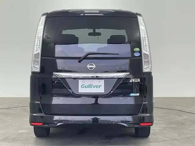 日産 セレナ ハイウェイスター S HV エアロ 大分県 2013(平25)年 8.7万km スーパーブラック 純正ナビ　型式MC312D-W/　AM/FM/CD/DVD/BT/　USB入力端子/　フルセグTV/バックカメラ/後席モニター　型式PCX-R3300/両側パワースライドドア/クルーズコントロール/ETC/プッシュスタート/アイドリングストップ/横滑り防止装置/電動格納ミラー/純正フロアマット/オートライト/HIDヘッドライト/フォグランプ/純正16インチアルミホイール