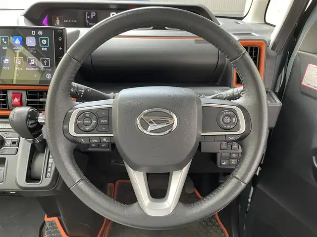 ダイハツ タント ファンクロスターボ 福島県 2023(令5)年 1.1万km レイクブルーメタリック 純正9インチディスプレイオーディオ/【Bluetooth/フルセグTV/AppleCarPlay】/パノラマモニター/ETC2.0/ドライブレコーダー/アダプティブクルーズコントロール/スマートアシスト/・衝突回避支援ブレーキ機能/・ブレーキ制御付誤発進抑制機能/・車線逸脱抑制制御機能/・ふらつき警報/・先行車発進お知らせ機能/・標識認識機能/・オートハイビーム/・コーナーセンサー/・衝突警報機能/・車線逸脱警報機能/・路外逸脱警報機能/両側パワースライドドア/LEDライト/シートヒーター/ステアリングスイッチ