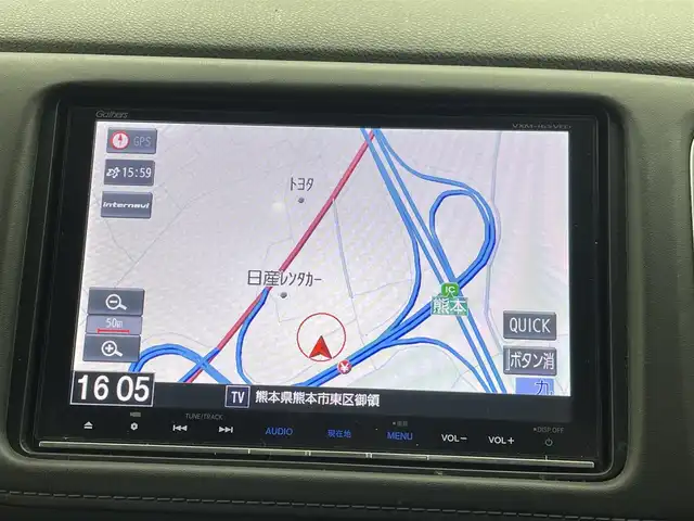 ホンダ ヴェゼル ハイブリッド Z ホンダセンシング 熊本県 2017(平29)年 7.7万km クリスタルブラックパール 禁煙車/純正８型ナビVXM-165VFEi（フルセグTV・AM・FM・Bluetooth・USB）/アルパインフリップダウンモニター/バックカメラ/レーダークルーズコントロール/ETC/前席シートヒーター/ホンダセンシング/衝突軽減ブレーキ/レーンキープアシスト/横滑り防止/ダウンヒルアシスト/ハーフレザーシート/社外フロアマット/純正17インチAW/オートライト/LEDオートライト/フォグランプ/ルーフレール/スマートキー/プッシュスタート