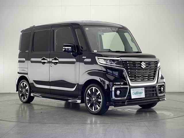 スズキ スペーシア カスタム HYBRID XS 宮崎県 2020(令2)年 4.7万km ブルーイッシュブラックパール3 SUZUKI Safety Support/○デュアルカメラブレーキサポート/○誤発進抑制機能（前方・後方）/○後退時ブレーキサポート/○車線逸脱警報機能/○車線逸脱抑制機能/○ふらつき警報機能/○標識認識機能/○オートマチックハイビーム/○コーナーセンサー/純正8インチSDナビ/フルセグTV/CD/DVD/Bluetooth/全方位カメラ/両側パワースライドドア/シートヒーター/LEDヘッドライト/ビルトインETC/純正15インチAW/スマートキー×２/アイドリングストップ/ドライブレコーダー/保証書