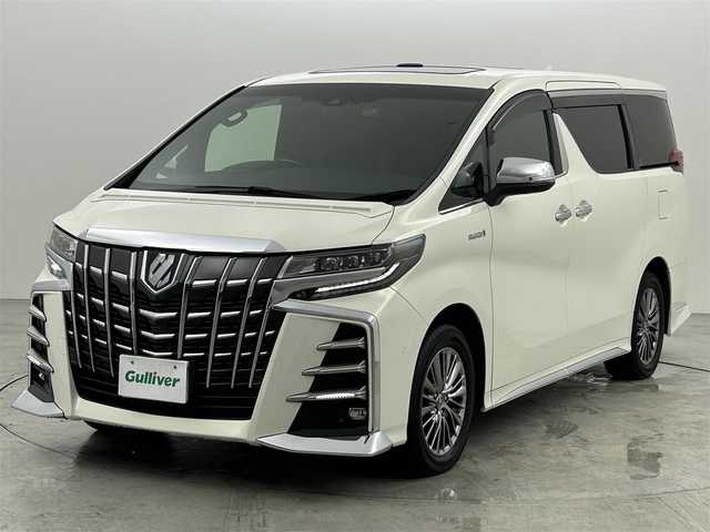 トヨタ アルファードハイブリット エグゼクティブ ラウンジ S 福岡県 2020(令2)年 3.5万km ラグジュアリーホワイトパールクリスタルシャインガラスフレーク サンルーフ　/フリップダウンモニター　/純正１０．５型ナビ　/全方位カメラ　/ＪＢＬサウンドシステム　/デジタルルームミラー　/レーダークルーズコントロール　/コーナーセンサー/衝突軽減ブレーキ　/レーンキープ　/ＢＳＭ　/ＰＫＳＢ/RCTA　/両側電動スライドドア/パワーシート/シートベンチレーション／ヒーター/ステアリングヒーター/ビルトインETC２．０/前後ドライブレコーダー