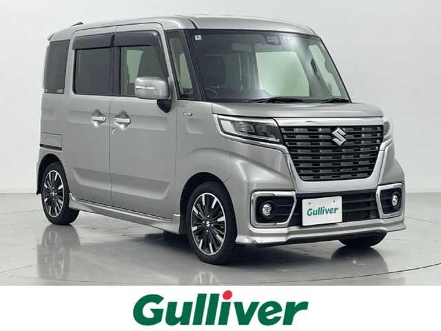 スズキ スペーシア カスタム HYBRID XS 熊本県 2020(令2)年 6.6万km シルバー 禁煙車　/社外8インチナビ（ＣＤ・ＤＶＤ・フルセグ・ＢＴ・ＳＤ・ＵＳＢ）/バックカメラ　/社外前後ドライブレコーダー　/ＥＴＣ　/両側パワースライドドア/後ろのみクリアランスソナー　/運転席シートヒーター　/衝突軽減ブレーキ　/レーンキープアシスト/横滑り防止/アイドリングストップ/サーキュレーター/ハーフレザーシート/純正フロアマット/純正１５インチAW/オートライト/LEDヘッドライト/フォグランプ/スマートキー/プッシュスタート/スペアキー1本