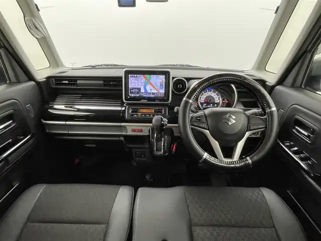 スズキ スペーシア カスタム HYBRID XS 熊本県 2020(令2)年 6.6万km シルバー 禁煙車　/社外8インチナビ（ＣＤ・ＤＶＤ・フルセグ・ＢＴ・ＳＤ・ＵＳＢ）/バックカメラ　/社外前後ドライブレコーダー　/ＥＴＣ　/両側パワースライドドア/後ろのみクリアランスソナー　/運転席シートヒーター　/衝突軽減ブレーキ　/レーンキープアシスト/横滑り防止/アイドリングストップ/サーキュレーター/ハーフレザーシート/純正フロアマット/純正１５インチAW/オートライト/LEDヘッドライト/フォグランプ/スマートキー/プッシュスタート/スペアキー1本