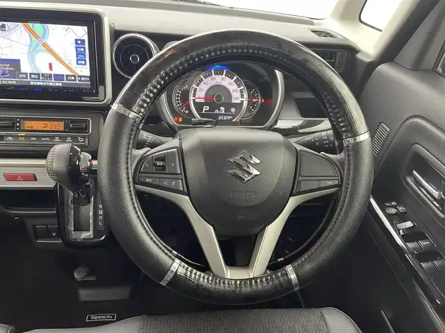 スズキ スペーシア カスタム HYBRID XS 熊本県 2020(令2)年 6.6万km シルバー 禁煙車　/社外8インチナビ（ＣＤ・ＤＶＤ・フルセグ・ＢＴ・ＳＤ・ＵＳＢ）/バックカメラ　/社外前後ドライブレコーダー　/ＥＴＣ　/両側パワースライドドア/後ろのみクリアランスソナー　/運転席シートヒーター　/衝突軽減ブレーキ　/レーンキープアシスト/横滑り防止/アイドリングストップ/サーキュレーター/ハーフレザーシート/純正フロアマット/純正１５インチAW/オートライト/LEDヘッドライト/フォグランプ/スマートキー/プッシュスタート/スペアキー1本