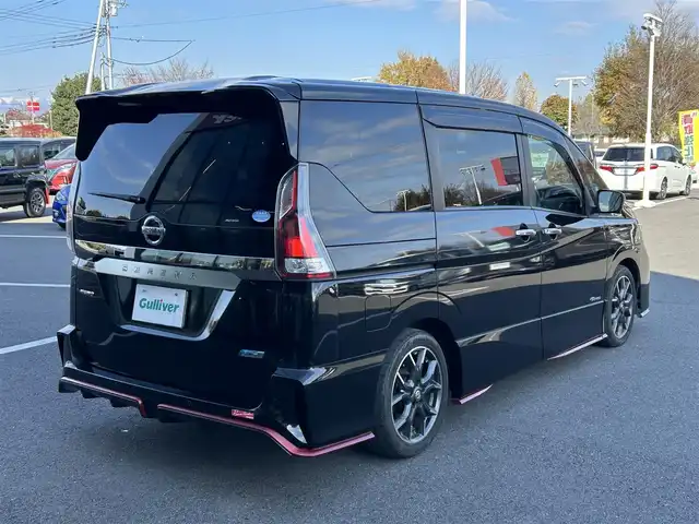 日産 セレナ ニスモ 栃木県 2018(平30)年 7.4万km ダイヤモンドブラック 純正9インチメモリナビ/フルセグTV/DVD/Blu-ray/Bluetooth/USB/MSV/TVキャンセラー/フリップダウンモニター/ETC/ナビ連動ドライブレコーダー/プロパイロット/エマージェンシーブレーキ/踏み間違い衝突防止アシスト/車線逸脱警報/進入禁止標識検知/フロント/バックソナー/セーフティパック/・アラウンドビューモニター　・インテリジェントルームミラー/・インテリジェントパーキングアシスト　・ふらつき警報/・ヒーター付ドアミラー/快適パック/両側ハンズフリーパワースライドドア/LEDヘッドライト/スマートキー×2
