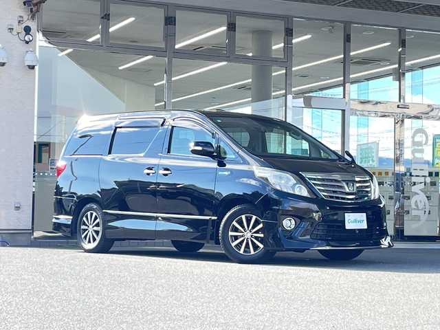 トヨタ アルファードハイブリット SR 福島県 2012(平24)年 9.5万km ブラック １オーナー　モデリスタエアロ　サンルーフ　アルパイン９インチナビ　フリップダウンモニター　両側パワースライドドア　バックカメラ　クルーズコントロール　ＥＴＣ　社外アルミホイール　前後ドライブレコーダー