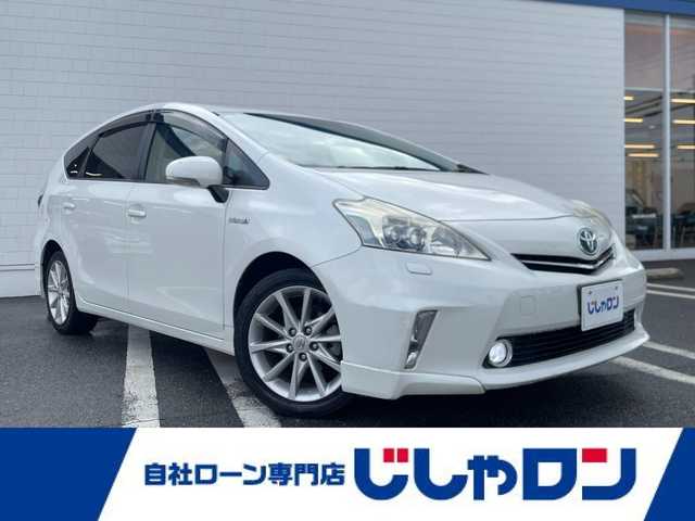 トヨタ プリウス α S ツーリングセレクション 熊本県 2012(平24)年 8.1万km ホワイトパールクリスタルシャイン (株)IDOMが運営する【じしゃロン熊本店】の自社ローン専用車両になります/こちらは現金またはオートローンご利用時の価格です。自社ローンご希望の方は別途その旨お申付け下さい./社外ナビ　/バックカメラ/ヘットライトウォッシャー/プッシュスタート/ステアリングスイッチ/電動格納ミラー