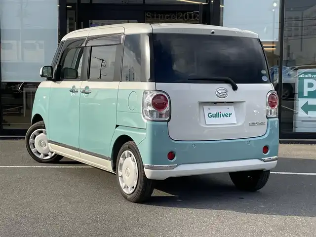 ダイハツ ムーヴ キャンバス G メイクアップ SA Ⅲ 茨城県 2018(平30)年 4.2万km パールホワイトⅢ/ファインミントメタリック 2トーン 純正ナビ/【TV・CD・DVD・iPod・SD・BT・ラジオ・USB・HDMI】/ETC/全方位カメラ/前方ドラレコ/後方コーナーセンサー/両側パワスラ/アイドリングストップ/オートライト/オートハイビーム/Fフォグ/LEDライト/純正フロアマット/純正ホイールカバー