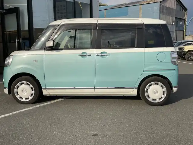 ダイハツ ムーヴ キャンバス G メイクアップ SA Ⅲ 茨城県 2018(平30)年 4.2万km パールホワイトⅢ/ファインミントメタリック 2トーン 純正ナビ/【TV・CD・DVD・iPod・SD・BT・ラジオ・USB・HDMI】/ETC/全方位カメラ/前方ドラレコ/後方コーナーセンサー/両側パワスラ/アイドリングストップ/オートライト/オートハイビーム/Fフォグ/LEDライト/純正フロアマット/純正ホイールカバー