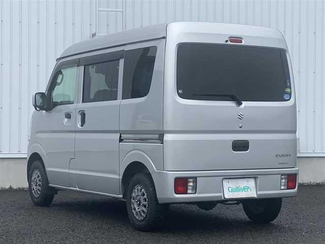 スズキ エブリイ JOIN 熊本県 2018(平30)年 4.2万km シルキーシルバーメタリック 社外SDナビDTV/・CD/DVD/BT/SD/フルセグ/前後ドラレコ/ETC/社外12インチAW/・ブロックタイヤ/革調シートカバー/インバーター/オーバーヘッドシェルフ/ハイルーフ/スズキセーフティサポート/・デュアルセンサーブレーキサポート/・誤発進抑制機能/・衝突被害軽減ブレーキ/マット/キーレス