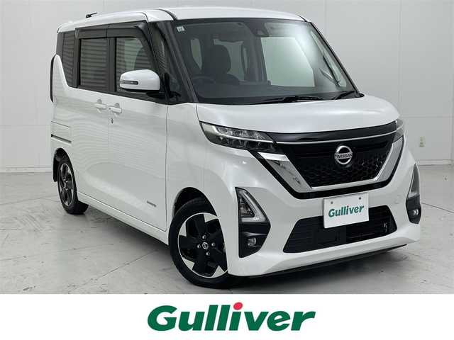日産 ルークス ハイウェイスター X 茨城県 2021(令3)年 1.6万km ホワイトパール ・純正ディスプレイオーディオ/・Bluetooth/・ビルトインＥＴＣ/・全周囲カメラ/・前方ドライブレコーダー/・片側パワースライドドア/・ＬＥＤヘッドライト/・フォグランプ/・衝突軽減システム
