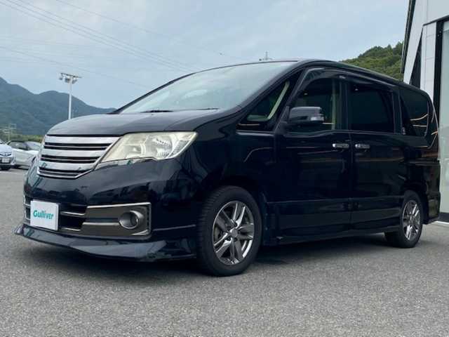 日産 セレナ ライダー ブラックライン 兵庫県 2012(平24)年 12万km スーパーブラック 純正7型ナビ/アルパイン10型フリップダウンモニター/純正フロアマット/純正ドアバイザー/社外１６インチAW/ETC