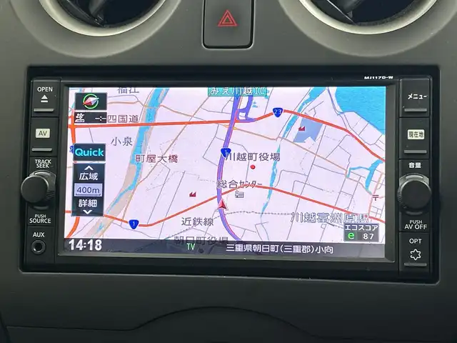 日産 ノート X 三重県 2018(平30)年 1.9万km スーパーブラック 禁煙車　/アラウンドビューモニター　/スマートルームミラー　/純正７型ナビ　/CD/フルセグTV/BT/AM/FM/ＥＴＣ　　/クリアランスソナー　/オートライト　/エマージェンシーブレーキ　/ステアリングリモコン　/スマートキー/取説・保証書/スペアキーあり