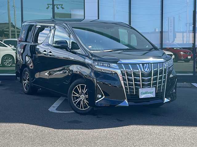 トヨタ アルファードハイブリット エグゼクティブ ラウンジ 岐阜県 2018(平30)年 9万km ブラック 登録時走行距離　90069km/純正ＳＤナビ/全方位カメラ/デジタルインナーミラー/フリップダウンモニター/レザーシート/両側パワースライドドア/パワーシート/シートヒーター/エアシート/ステアリングヒーター/ドライブレコーダー/純正フロアマット/純正アルミホイール/3列シート/ＥＴＣ/LEDヘッドライト/オートライト/フォグランプ/コーナーセンサー/スペアタイヤ/プッシュスタート/スマートキー/ABS/横滑り防止装置