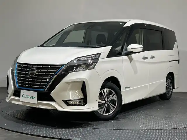 日産 セレナ e－パワー ハイウェイスター V 愛媛県 2020(令2)年 2.2万km ホワイト 純正10インチナビ/フルセグTV/Bluetooth/DVD/ブルーレイ再生可/アラウンドビューモニター/フリップダウンモニター/エマージェンシーブレーキ/クルーズコントロール/両側パワースライドドア /純正フロントドライブレコーダー【DJ4-D】/スタッドレスタイヤ積込