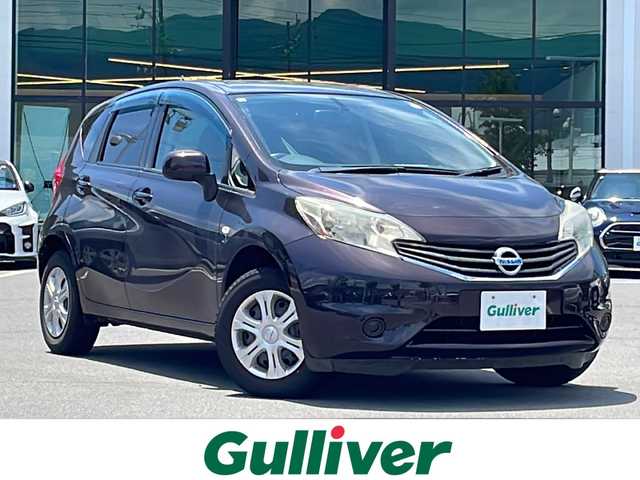 日産 ノート X FOUR 長野県 2014(平26)年 5.3万km オーロラモーヴ ４WD/ワンオーナー/社外SDナビ/(AVIC-MRZ099)/（DVD/CD/Bluetooth/SD）/フルセグTV/アラウンドビューモニター/スペアキー/バニティミラー/ETC/プッシュスタート/ハロゲンヘッドライト/純正フロアマット/電動格納ミラー/取説・保証書