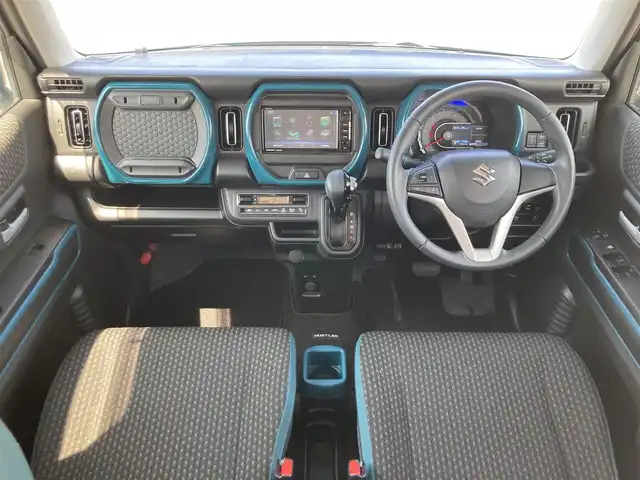 スズキ ハスラー HYBRID X 鳥取県 2021(令3)年 6万km デニムブルー ガンメタリック 2トーン 社外ナビ/フルセグ/DVD/CD/BT/バックカメラ・ETC/デュアルカメラブレーキサポート/レーンアシスト/リアパーキングセンサー/前席シートヒーター/LEDヘットライト/フォグライト/オートハイビーム/純正15インチアルミホイール/プッシュエンジンスタート/アイドリングストップ/スマートキー×２