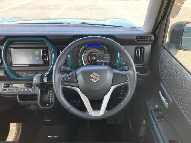 スズキ ハスラー HYBRID X 鳥取県 2021(令3)年 6万km デニムブルー ガンメタリック 2トーン 社外ナビ/フルセグ/DVD/CD/BT/バックカメラ・ETC/デュアルカメラブレーキサポート/レーンアシスト/リアパーキングセンサー/前席シートヒーター/LEDヘットライト/フォグライト/オートハイビーム/純正15インチアルミホイール/プッシュエンジンスタート/アイドリングストップ/スマートキー×２