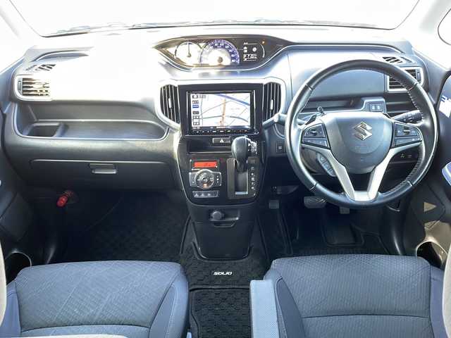 スズキ ソリオ バンディット HV SV 徳島県 2019(令1)年 7.6万km スーパーブラックパール 社外8型SDナビ　CN-RZ843/（ラジオ/フルセグ/DISC/SD/BT/USB/iPod）/全方位カメラ/追従式クルーズコントロール/パドルシフト/両側電動スライドドア/後方コーナーセンサー/LEDヘッドライト/純正ドアバイザー/フォグライト/ビルトインETC /スペアキー/純正15AW