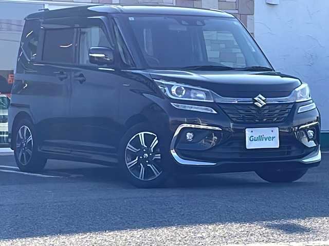 スズキ ソリオ バンディット HV SV 徳島県 2019(令1)年 7.6万km スーパーブラックパール 社外8型SDナビ　CN-RZ843/（ラジオ/フルセグ/DISC/SD/BT/USB/iPod）/全方位カメラ/追従式クルーズコントロール/パドルシフト/両側電動スライドドア/後方コーナーセンサー/LEDヘッドライト/純正ドアバイザー/フォグライト/ビルトインETC /スペアキー/純正15AW