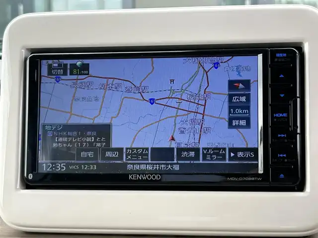 スズキ ラパン S 奈良県 2017(平29)年 3.9万km フェニックスレッドパール 社外ＫＥＮＷＯＯＤ彩速ナビゲーション/(AM/FM/CD/DVD/USB/iPod/BT/フルセグTV）/バックカメラ/レーダーブレーキサポート/アイドリングストップシステム/オートライト/ETC/ABS/SRSエアバック【運転席/助手席】/シートヒーター【運転席】/キーレスプッシュスタートシステム/横滑り防止装置/電格ミラー/ドアバイザー/保証書/取扱説明書/スペアキー