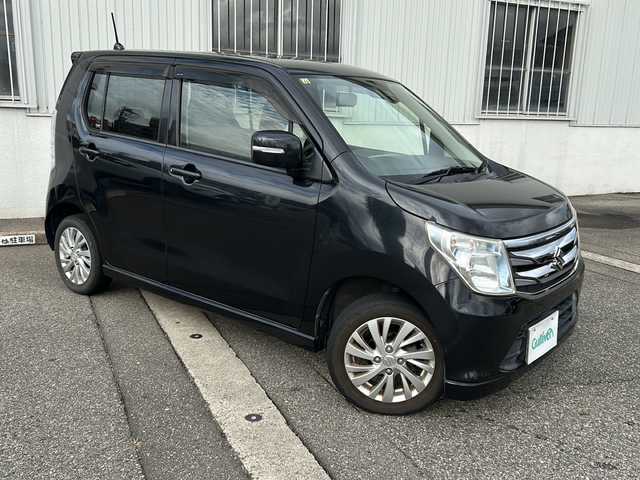 スズキ ワゴンＲ FZ 富山県 2014(平26)年 10.7万km ブルーイッシュブラックパール3 ワンオーナー/スマートキー/衝突安全ブレーキ/プッシュスタート/純正CDプレーヤー/電格ウィンカーミラー/オートライト/ステアリングスイッチ/シートヒーター/HIDヘッドライト/アイドリングストップ/純正１４インチAW/リアワイパー/純正フロアマット/横滑り防止装置/革巻きステアリング/リアスポイラー/オートエアコン/保証書・取説