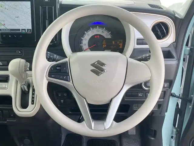スズキ ワゴンＲ スマイル HYBRID X 香川県 2024(令6)年 0.2万km オフブルーメタリック/ホワイト2トーン 登録時走行距離：1441km/メーカー純正ナビ/　CD DVD BT フルセグTV/全方位カメラ/両側パワースライドドア/衝突被害軽減/レーンキープアシスト/クリアランスソナー/LEDヘッドライト/オートライト/フォグランプ/シートヒーター/ISOFIX/プッシュスタート/スマートキー/新車時保証書/ワンーオーナー