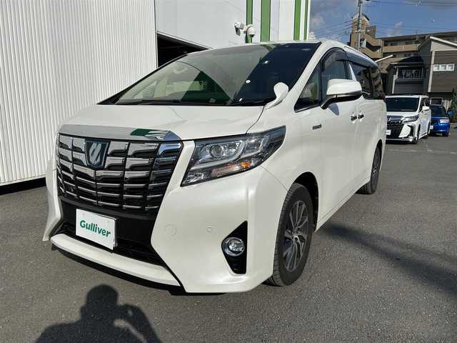 トヨタ アルファードハイブリット G Fパッケージ 秋田県 2016(平28)年 5.7万km ホワイトパールクリスタルシャイン 社外ナビ/アルパインナビ/衝突軽減/両側電動/後席モニター/バックカメラ/ＥＴＣ/シートヒーター/ドライブレコーダー/レーダークルコン/革シート/ＬＥＤヘッドライト/電動リアゲート/プッシュスタート/オートライト/オートエアコン/電動ミラー/ハンドルヒーター/フォグランプ/純正アルミホイール/リアオートエアコン
