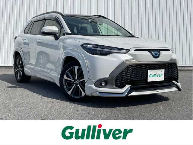 トヨタ カローラ クロス ハイブリッド Z 滋賀県 2023(令5)年 4.1万km プラチナホワイトパールマイカ サンルーフ/モデリスタフルエアロ/純正ディスプレイオーディオ/（フルセグTV/BT）/バックカメラ/ステアリングスイッチ/ブラインドスポットモニター/レーダークルコン/プリクラッシュセーフティ/レーンキープアシスト/電動リアゲート/パワーシート/シートヒーター/オートハイビーム/ＬＥＤヘッドライト/オートリトラミラー/ＥＴＣ/ドライブレコーダー/AC１００V/ルーフレール/純正アルミホイール
