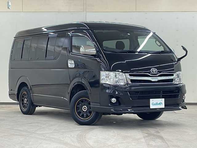 トヨタ ハイエース GL ロング 道央・札幌 2011(平23)年 6万km ブラックマイカ /4WD//社外ナビ：AVN770HDmkII//後席フリップダウンモニター//純正OPモデリスタフロントエアロ//片側パワースライドドア//バックカメラ//デジタルインナーミラー//LEDヘッドライト//純正１５インチホイール付きスタッドレスタイヤ積み込み//