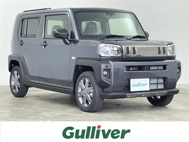 ダイハツ タフト G ダーククロムベンチャー 千葉県 2025(令7)年 0.1千km クロムグレーメタリック G　ダーククロムベンチャー/届出済未使用車/禁煙車/ガラスルーフ/スマートアシスト/・レーンキープアシスト/・車線逸脱警報システム/・レーダークルーズコントロール/・コーナーセンサー/革巻きステアリング/ステアリングスイッチ/DNシートヒーター/電子パーキング/・ブレーキホールド/純正15インチAW