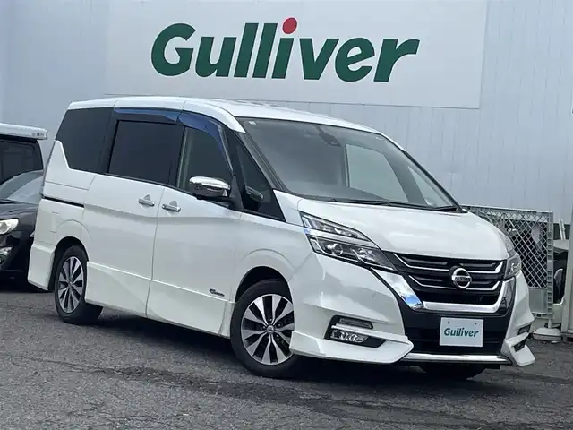 日産 セレナ ハイウェイスター G 福島県 2016(平28)年 8.4万km ブリリアントホワイトパール 両側パワースライドドア/純正ナビ/フルセグＴＶ/ＣＤ/ＤＶＤ/ＦＭ・ＡＭ/Ｂｌｕｅｔｏｏｔｈ/全方位カメラ/後席モニター/プロパイロット/純正フロアマット/ＥＴＣ/ドライブレコーダー/オートホールド