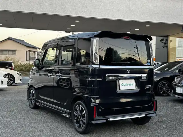 スズキ スペーシア カスタム HYBRID XS ターボ 熊本県 2018(平30)年 7.9万km ブルーイッシュブラックパール3 純正メモリナビ（CN-RZ83）/【フルセグTV/Bluetooth/CD/DVD】/バックカメラ/両側パワースライドドア/衝突軽減ブレーキ/車線逸脱/クルーズコントロール/ヘッドアップディスプレイ/クリアナンスソナー/横滑り防止/ハーフレザーシート/シートヒーター/ドライブレコーダー/アイドリングストップ/純正フロアマット/プッシュスタート/スマートキー