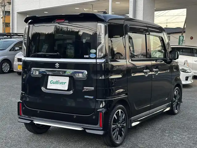 スズキ スペーシア カスタム HYBRID XS ターボ 熊本県 2018(平30)年 7.9万km ブルーイッシュブラックパール3 純正メモリナビ（CN-RZ83）/【フルセグTV/Bluetooth/CD/DVD】/バックカメラ/両側パワースライドドア/衝突軽減ブレーキ/車線逸脱/クルーズコントロール/ヘッドアップディスプレイ/クリアナンスソナー/横滑り防止/ハーフレザーシート/シートヒーター/ドライブレコーダー/アイドリングストップ/純正フロアマット/プッシュスタート/スマートキー