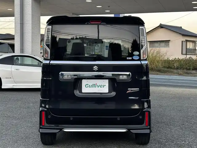 スズキ スペーシア カスタム HYBRID XS ターボ 熊本県 2018(平30)年 7.9万km ブルーイッシュブラックパール3 純正メモリナビ（CN-RZ83）/【フルセグTV/Bluetooth/CD/DVD】/バックカメラ/両側パワースライドドア/衝突軽減ブレーキ/車線逸脱/クルーズコントロール/ヘッドアップディスプレイ/クリアナンスソナー/横滑り防止/ハーフレザーシート/シートヒーター/ドライブレコーダー/アイドリングストップ/純正フロアマット/プッシュスタート/スマートキー