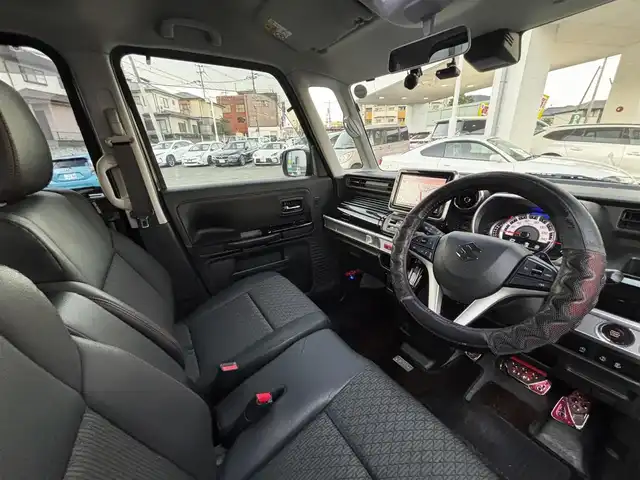 スズキ スペーシア カスタム HYBRID XS ターボ 熊本県 2018(平30)年 7.9万km ブルーイッシュブラックパール3 純正メモリナビ（CN-RZ83）/【フルセグTV/Bluetooth/CD/DVD】/バックカメラ/両側パワースライドドア/衝突軽減ブレーキ/車線逸脱/クルーズコントロール/ヘッドアップディスプレイ/クリアナンスソナー/横滑り防止/ハーフレザーシート/シートヒーター/ドライブレコーダー/アイドリングストップ/純正フロアマット/プッシュスタート/スマートキー