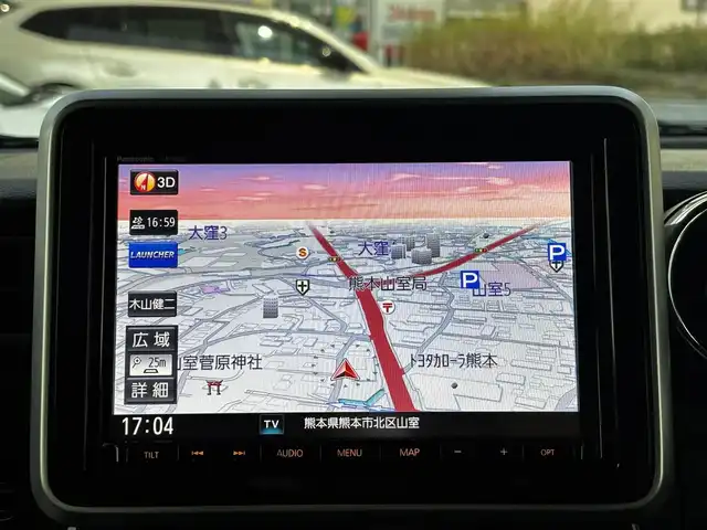 スズキ スペーシア カスタム HYBRID XS ターボ 熊本県 2018(平30)年 7.9万km ブルーイッシュブラックパール3 純正メモリナビ（CN-RZ83）/【フルセグTV/Bluetooth/CD/DVD】/バックカメラ/両側パワースライドドア/衝突軽減ブレーキ/車線逸脱/クルーズコントロール/ヘッドアップディスプレイ/クリアナンスソナー/横滑り防止/ハーフレザーシート/シートヒーター/ドライブレコーダー/アイドリングストップ/純正フロアマット/プッシュスタート/スマートキー