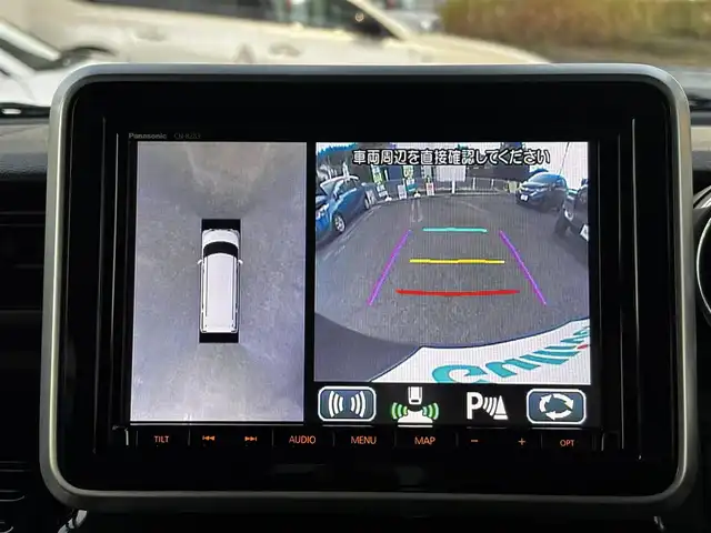 スズキ スペーシア カスタム HYBRID XS ターボ 熊本県 2018(平30)年 7.9万km ブルーイッシュブラックパール3 純正メモリナビ（CN-RZ83）/【フルセグTV/Bluetooth/CD/DVD】/バックカメラ/両側パワースライドドア/衝突軽減ブレーキ/車線逸脱/クルーズコントロール/ヘッドアップディスプレイ/クリアナンスソナー/横滑り防止/ハーフレザーシート/シートヒーター/ドライブレコーダー/アイドリングストップ/純正フロアマット/プッシュスタート/スマートキー