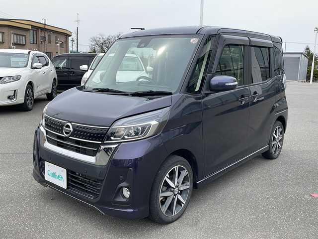 日産 デイズ ルークス ハイウェイスター Gターボ 青森県 2018(平30)年 5.4万km プレミアムパープルP ・ワンオーナー/・4WD/・追従なしクルーズコントロール/・純正7インチメモリーナビ(MM318D-W)/・CD/DVD/フルセグTV/Bluetooth/AUX/・純正エンジンスターター/・純正15インチAWサマータイヤ/・社外AWスタッドレス車載/・踏み間違い衝突防止アシスト/・インテリジェントエマージェンシーブレーキ/・両側パワースライドドア /・純正フロアマット/・スマートキー