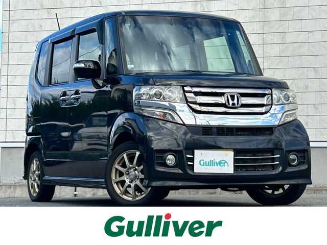 ホンダ Ｎ ＢＯＸ カスタム G Lパッケージ 山形県 2015(平27)年 13.7万km スマートブラック 社外SDナビ/フルセグTV/Bluetooth/DVD再生/横滑り防止装置/盗難防止装置/片側パワースライドドア/ベンチシート/純正フロアマット/社外AW/スマートキー